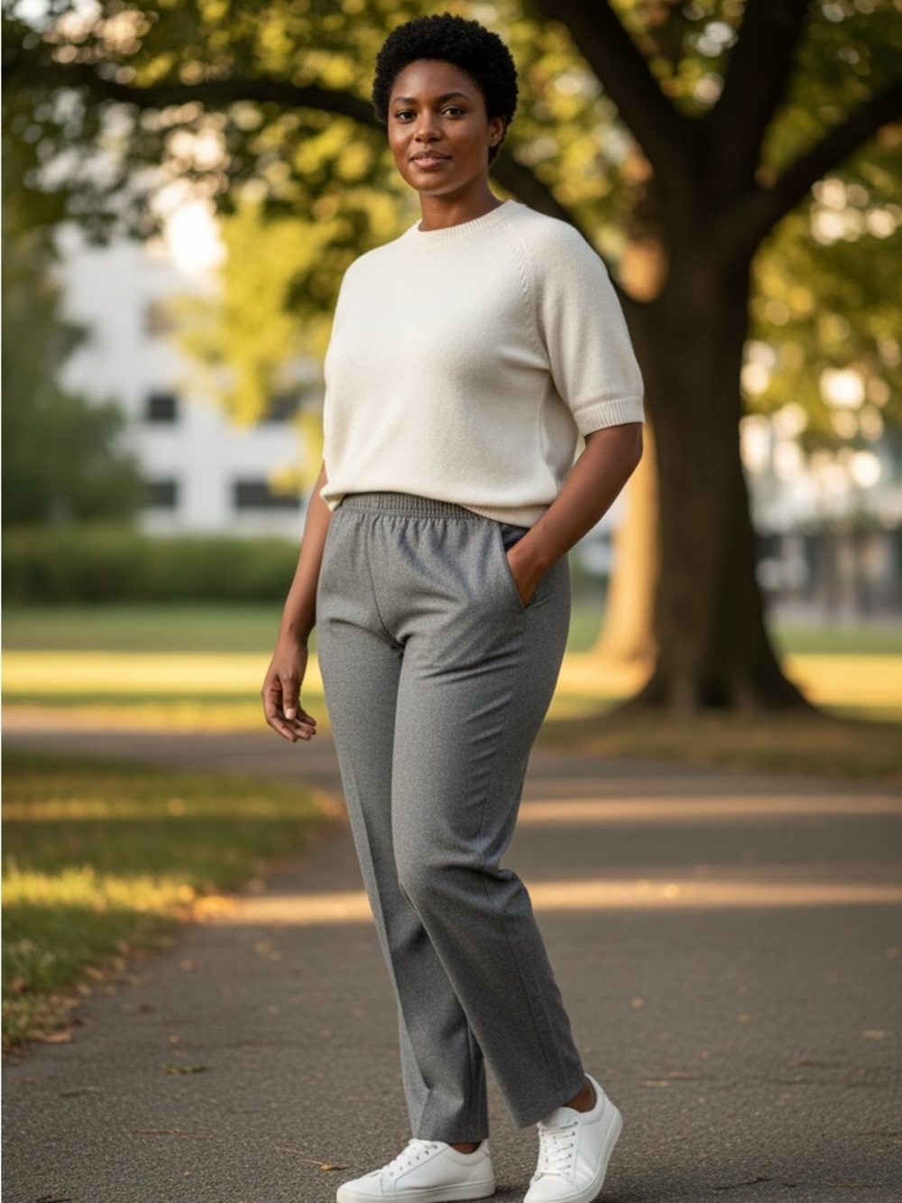 Briggs New York Women’s Gray Elastic Waist Dress Pants 18W